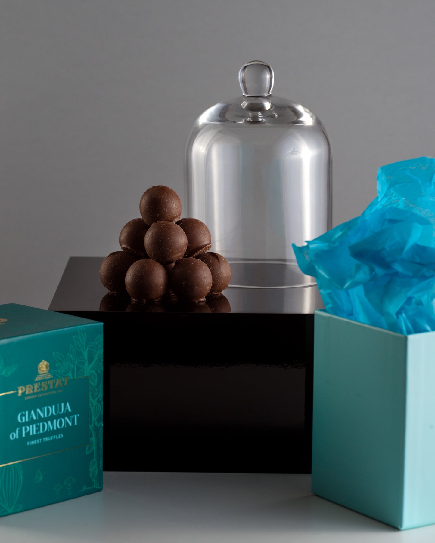 Prestat Piedmont's Gianduja Truffle Cube and Medium Cloche Gift Set