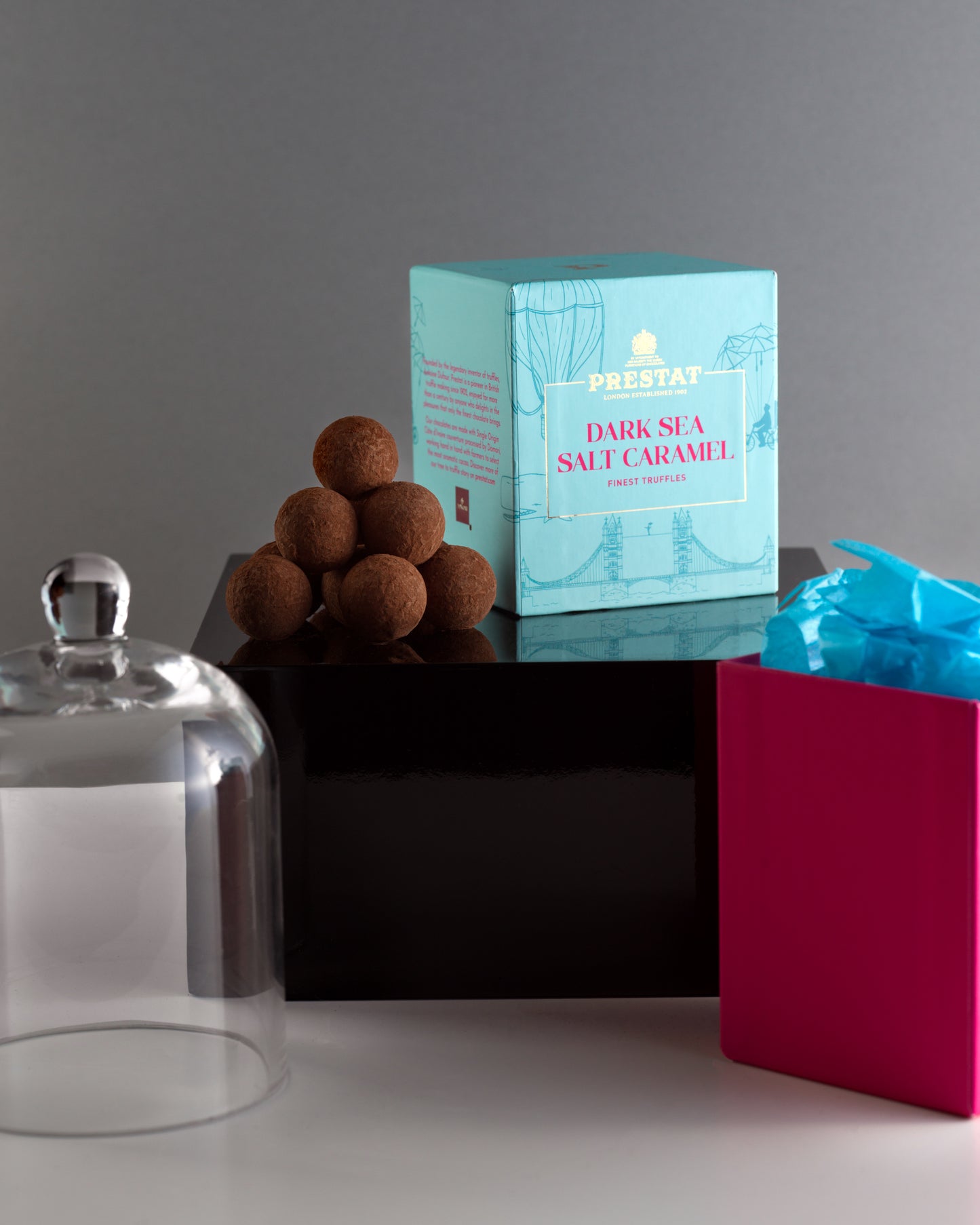 Prestat Dark Sea Salt Caramel Truffles And Medium Cloche Gift Set